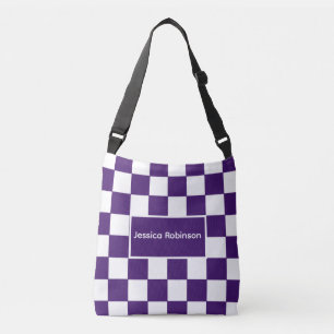 Stylish Purple Chequered Personalised Crossbody Bag