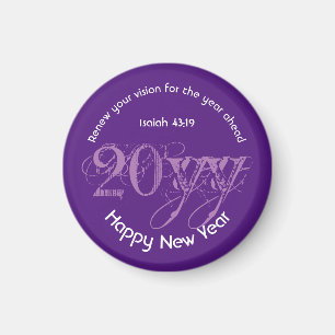 Stylish Purple Custom Any Year HAPPY NEW YEAR Magnet