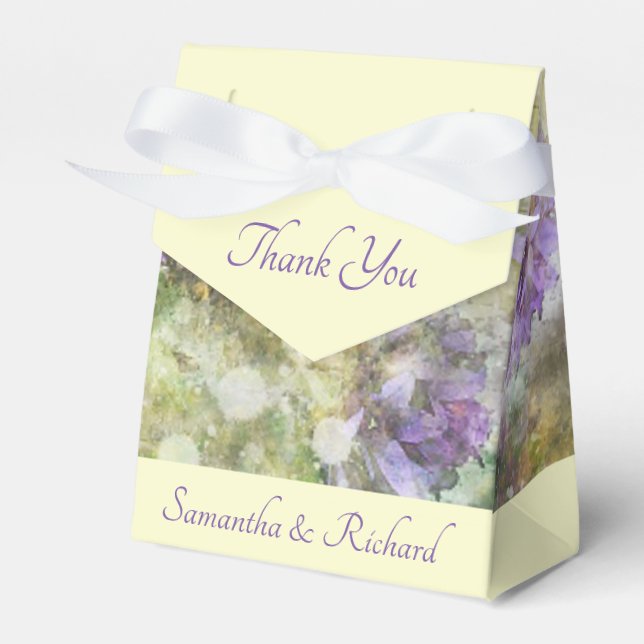 Stylish Purple Floral Favour Box (Front Side)