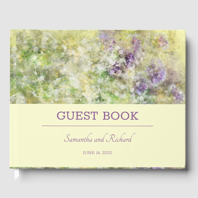 Stylish Purple Floral  Guest Book (Front)