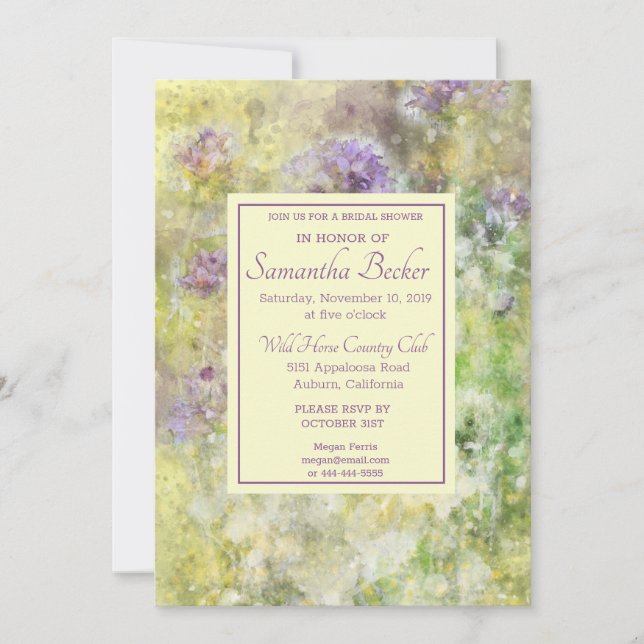 Stylish Purple Floral Invitation (Front)