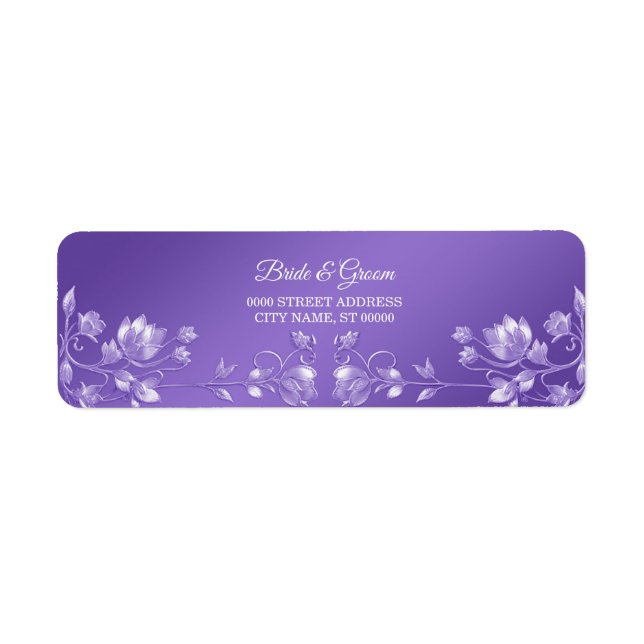 Stylish Purple Floral Return Address (Front)