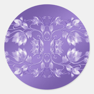 Stylish Purple Floral Round Sticker