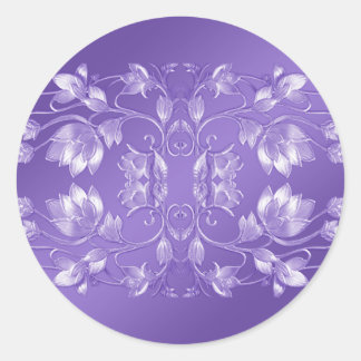 Stylish Purple Floral Round Sticker