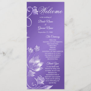 Stylish Purple Floral Wedding Program Programme