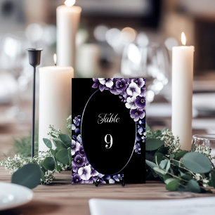 Stylish Purple Floral Wedding Table Number