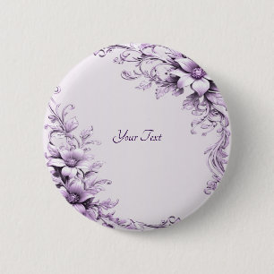 Stylish Purple Flowers Button