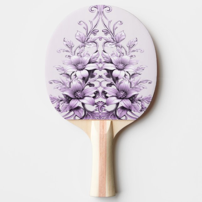 Stylish Purple Flowers Ping Pong Paddle (Front)
