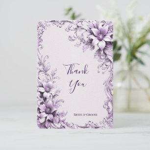 Stylish Purple Flowers Thank You Card