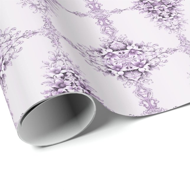 Stylish Purple Flowers Wrapping Paper (Roll Corner)