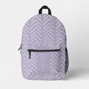 Stylish Purple Geometric Arrows Monogram Initials Printed Backpack