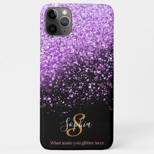Stylish Purple Glitter Personalized Monogram Case-Mate iPhone Case