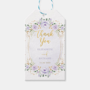 Stylish Purple Gold Floral Wedding Favours Gift Tags