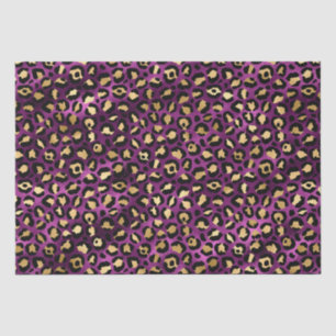 Stylish Purple & Gold Foil Leopard Spots Safari Tissue Paper