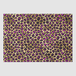 Stylish Purple & Gold Foil Leopard Spots Safari Tissue Paper