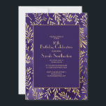 Stylish Purple Gold Leaves 16th Birthday Invitation<br><div class="desc">Elegant and stylish deep purple with gold leaves Sweet 16 birthday party invitation for girls.  Contact us for help with customisation or to request matching products.</div>
