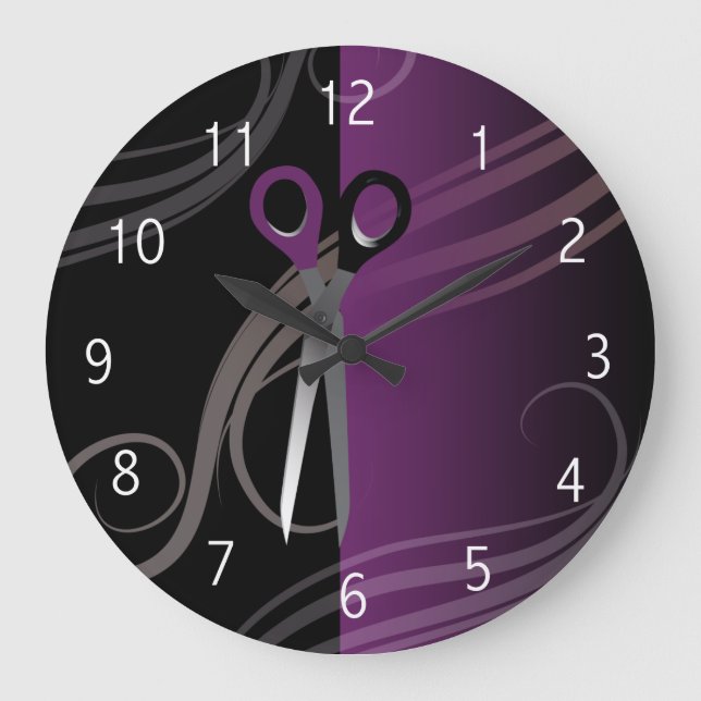 stylish purple hair salon clock (Front)