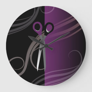 stylish purple hair salon clock
