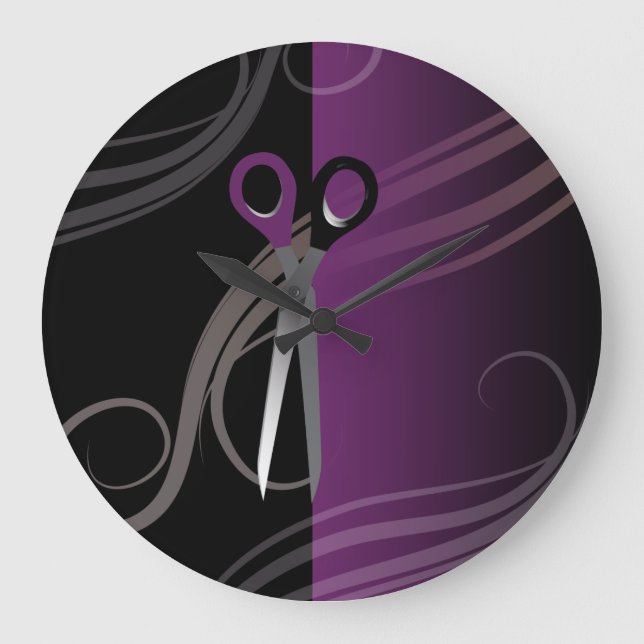 stylish purple hair salon clock (Front)