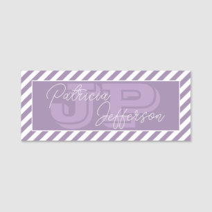 Stylish Purple Haze White Stripes: Unique Monogram Name Tag