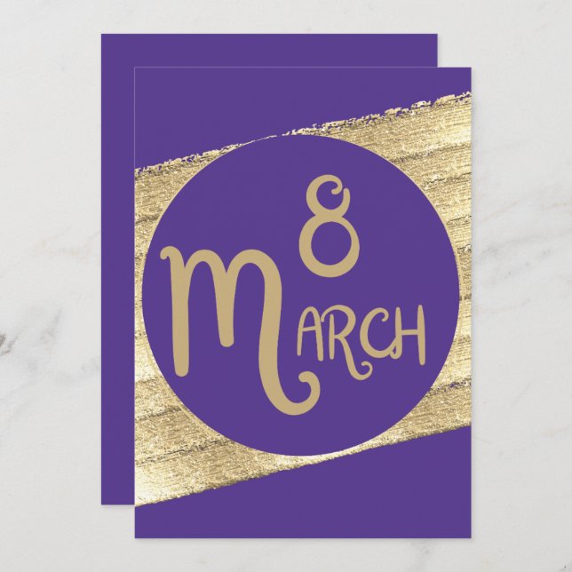 Stylish purple international Women's Day 2025 card (Front/Back)