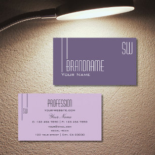 Stylish Purple Lilac with Monogram Professional Business Card