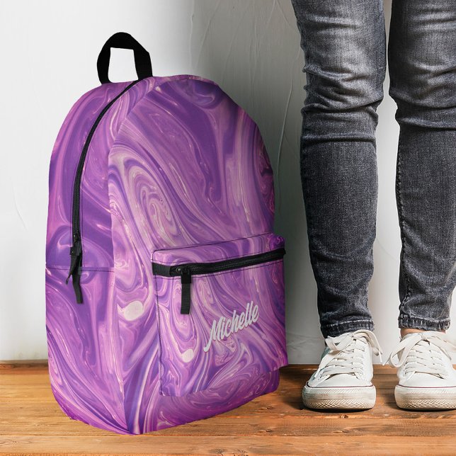 Stylish Purple Marble Back To School Modern  Printed Backpack (Stylish Purple Marble Back To School Modern Printed Backpack
)