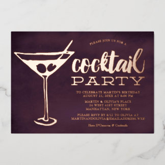 Stylish Purple Martini Glass Cocktail Party