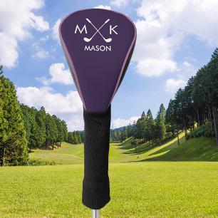 Stylish Purple Modern Golf Logo Personalised Golf Head Cover