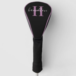 Stylish Purple Monogram Name Initial Golf Head Cover