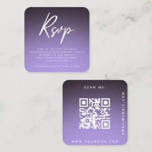 Stylish Purple Ombre RSVP QR Code Wedding Chic Enclosure Card