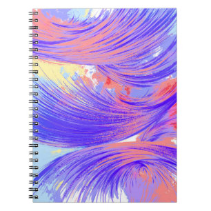 Stylish Purple Pink Blue Abstract Feathers Notebook