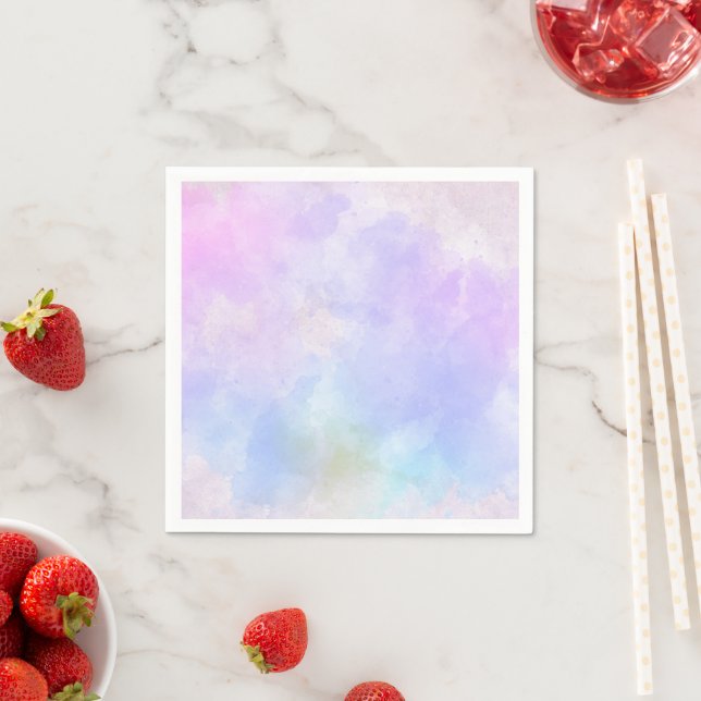 Stylish Purple Pink Blue Abstract Watercolor Napkin (Insitu)