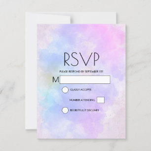 Stylish Purple Pink Blue Abstract Watercolor RSVP Card