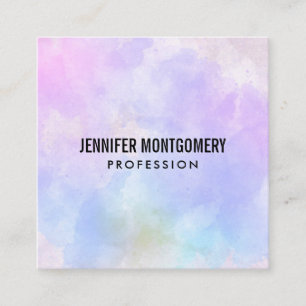Stylish Purple Pink Blue Abstract Watercolor Square Business Card
