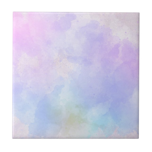 Stylish Purple Pink Blue Abstract Watercolor Tile (Front)