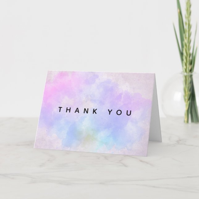 Stylish Purple Pink Blue Watercolor Thank You Card (Front)
