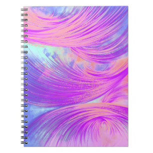 Stylish Purple Pink Purple Abstract Feathers Notebook