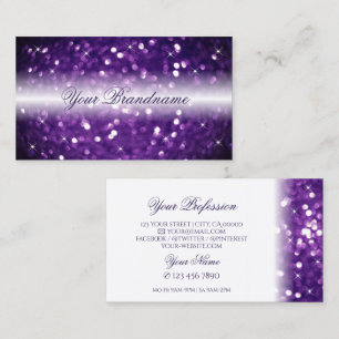 Stylish Purple Sparkling Glitter White Glamourous Business Card