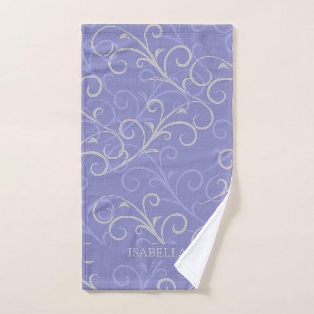 Stylish Purple Swirl Personalised Hand Towel (Hand Towel)