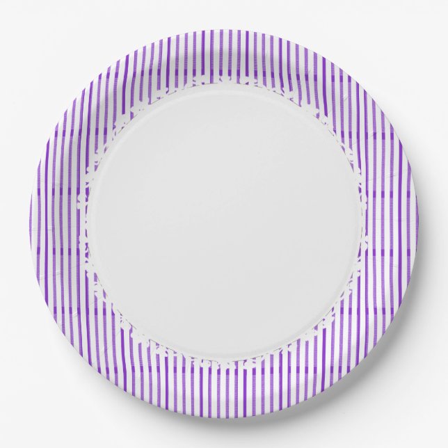 Stylish-Purple-White-Everyday-Multi-Size Paper Plate (Front)