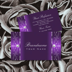 Stylish Purple White Squiggled Jewels Ornamental Business Card