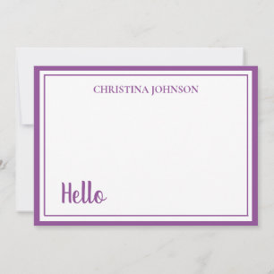 Stylish Purple with Name Flat Note Card