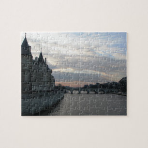 Stylish Puzzle with beautiful sunset in Paris