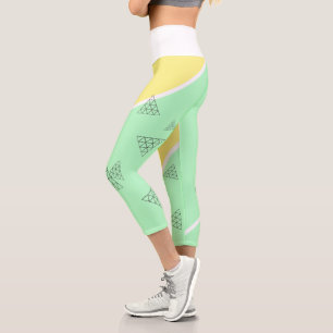 Stylish Pyramid Triangle Geometry Pastel Capri Leggings