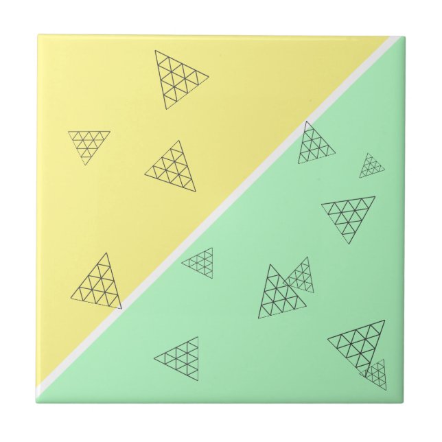 Stylish Pyramid Triangle Geometry Pastel Tile (Front)
