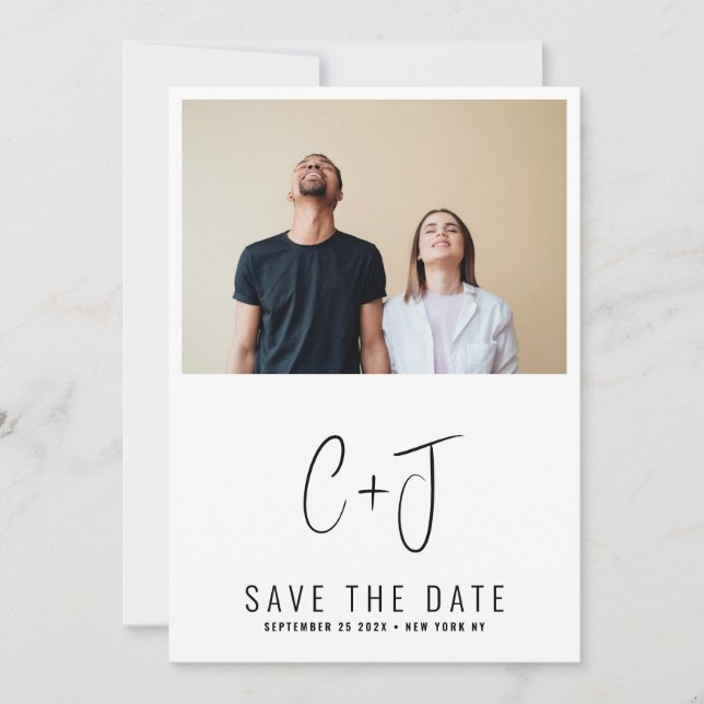 STYLISH | QR Code Modern Simple Photo Border Save The Date (Front)