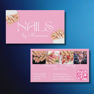 stylish qr code nails tech 4 photos pink chic business card
