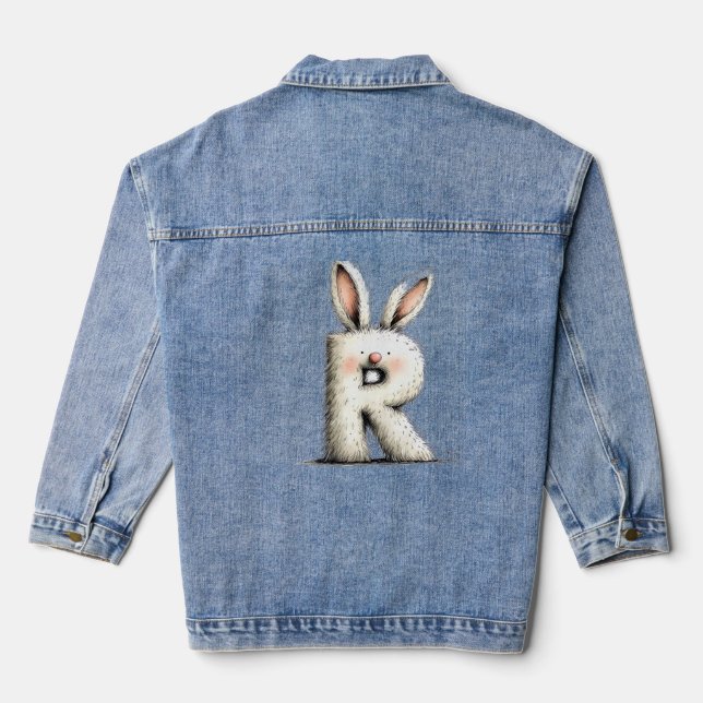 Stylish R Initial Back Print Jacket for Girls (Back)