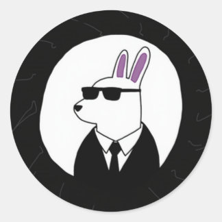 Stylish Rabbit in a Suit Digital Art Classic Round Sticker
